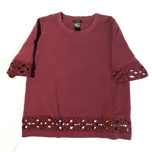 Red Shirt Lace Ann Taylor Size Small